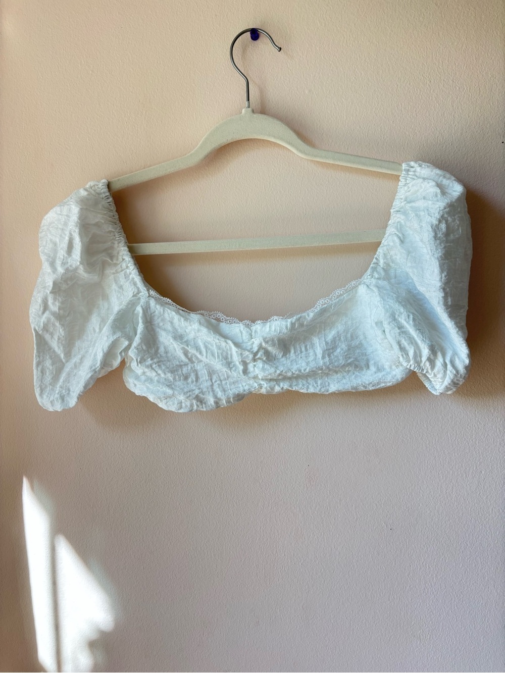 Edikted White Puff-Sleeve Crop Top with Scoop Neck